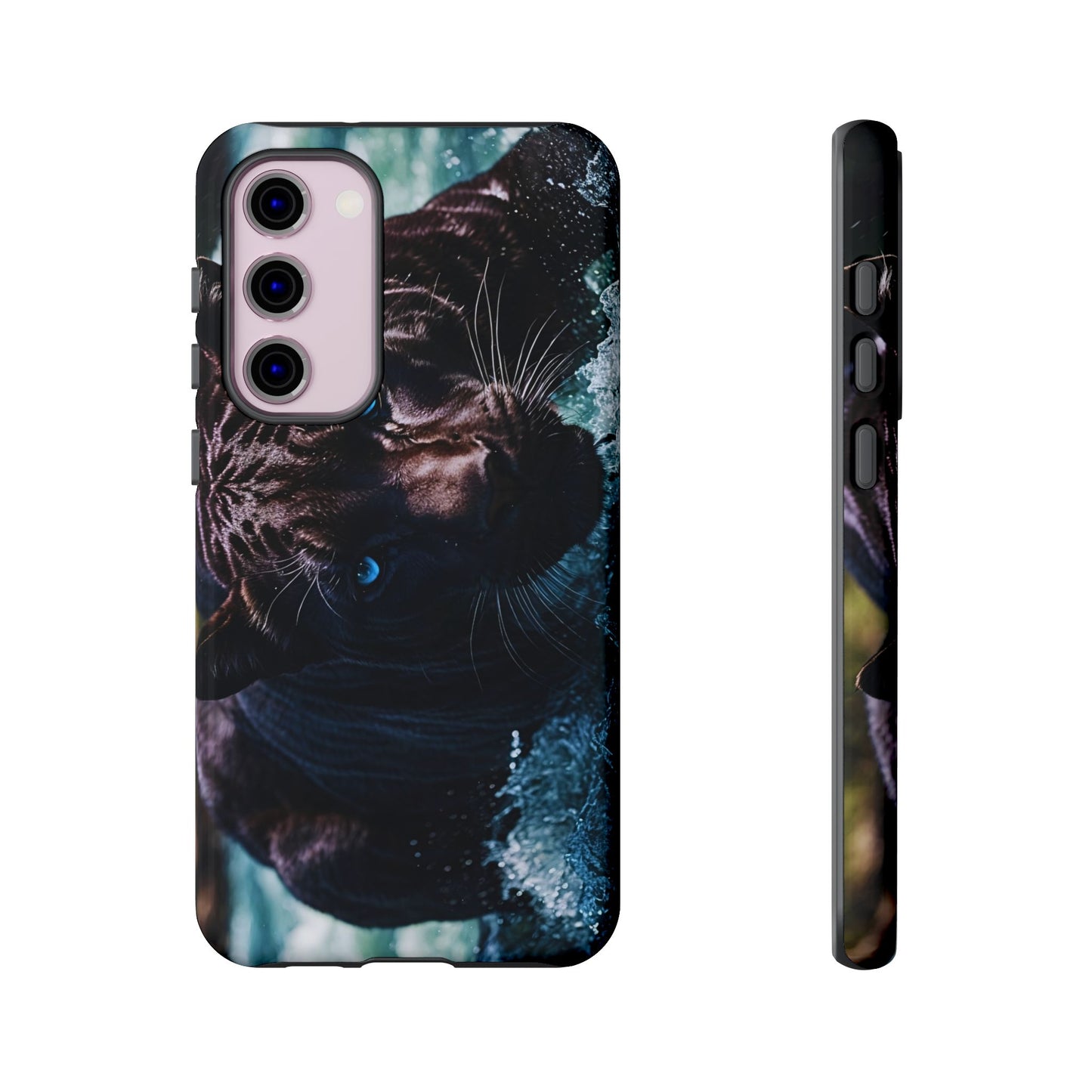 Black Jaguar Phone Case – Majestic Wildlife Design with Water Reflection, Durable Protective Cover