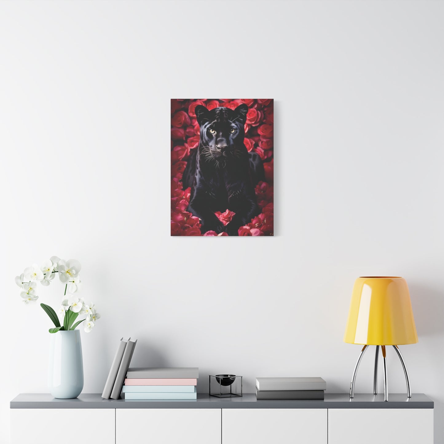 Black Panther Rose Art Canvas, Wall Decor for Animal Lovers, Unique Home Decor, Gift for Her, Nature Lover Wall Art, Floral Canvas Print