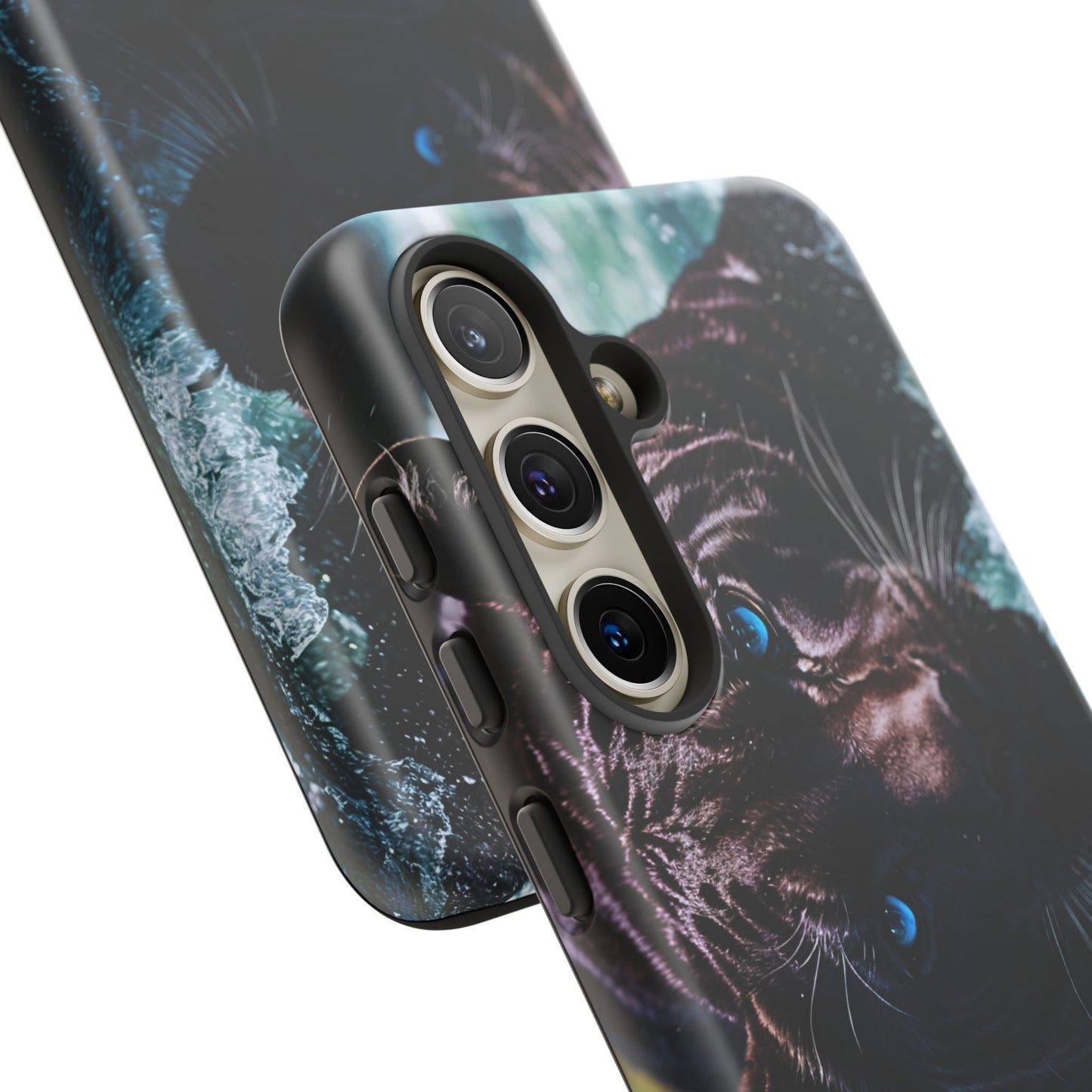 Black Jaguar Phone Case – Majestic Wildlife Design with Water Reflection, Durable Protective Cover