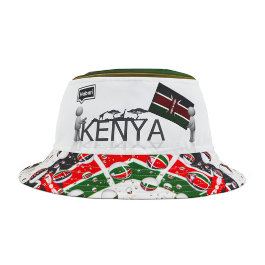 Kenyan Flag 'Habari' Hello Swahili Design Bucket Hat