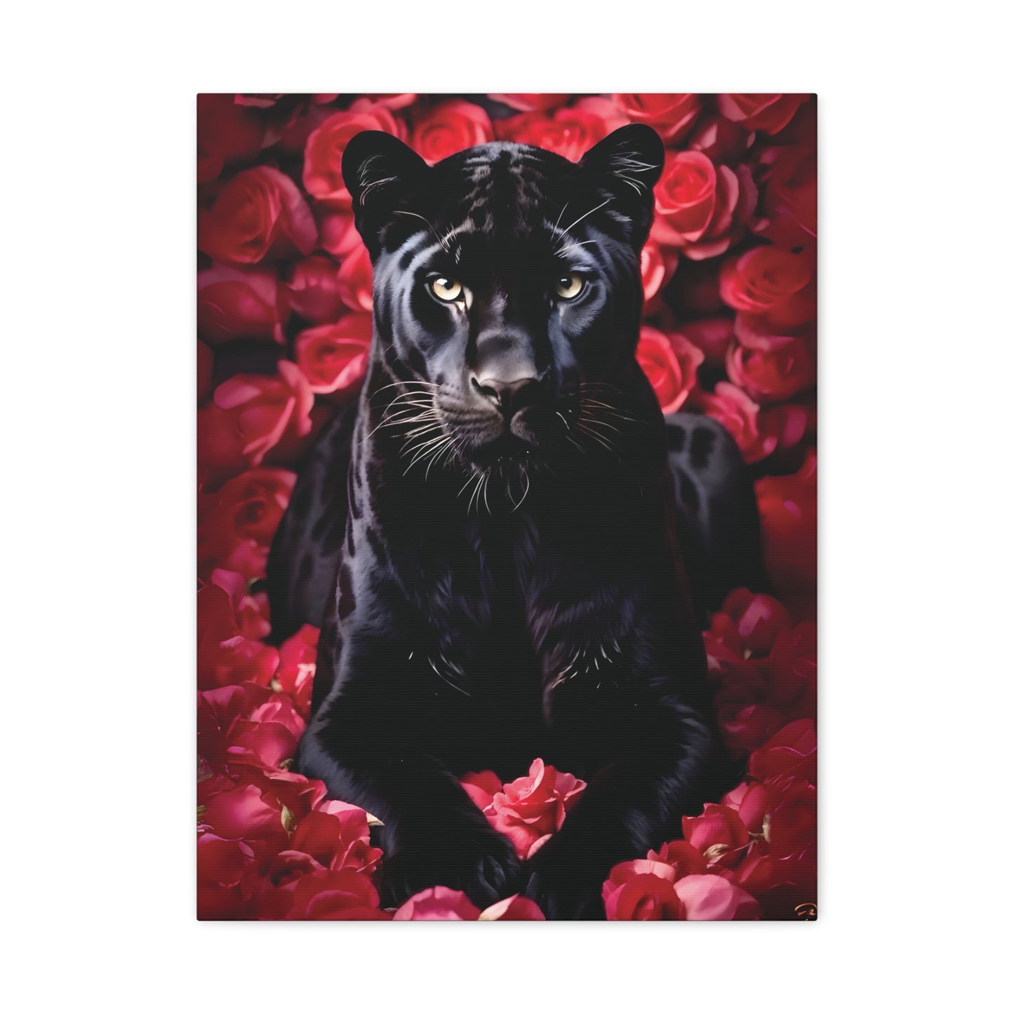 Black Panther Rose Art Canvas, Wall Decor for Animal Lovers, Unique Home Decor, Gift for Her, Nature Lover Wall Art, Floral Canvas Print