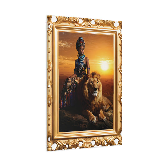 African Queen Lion Wall Art, Matte Canvas Print, Home Decor, Gallery Wall Art, Unique Gift, Boho Decor, Majestic Artwork