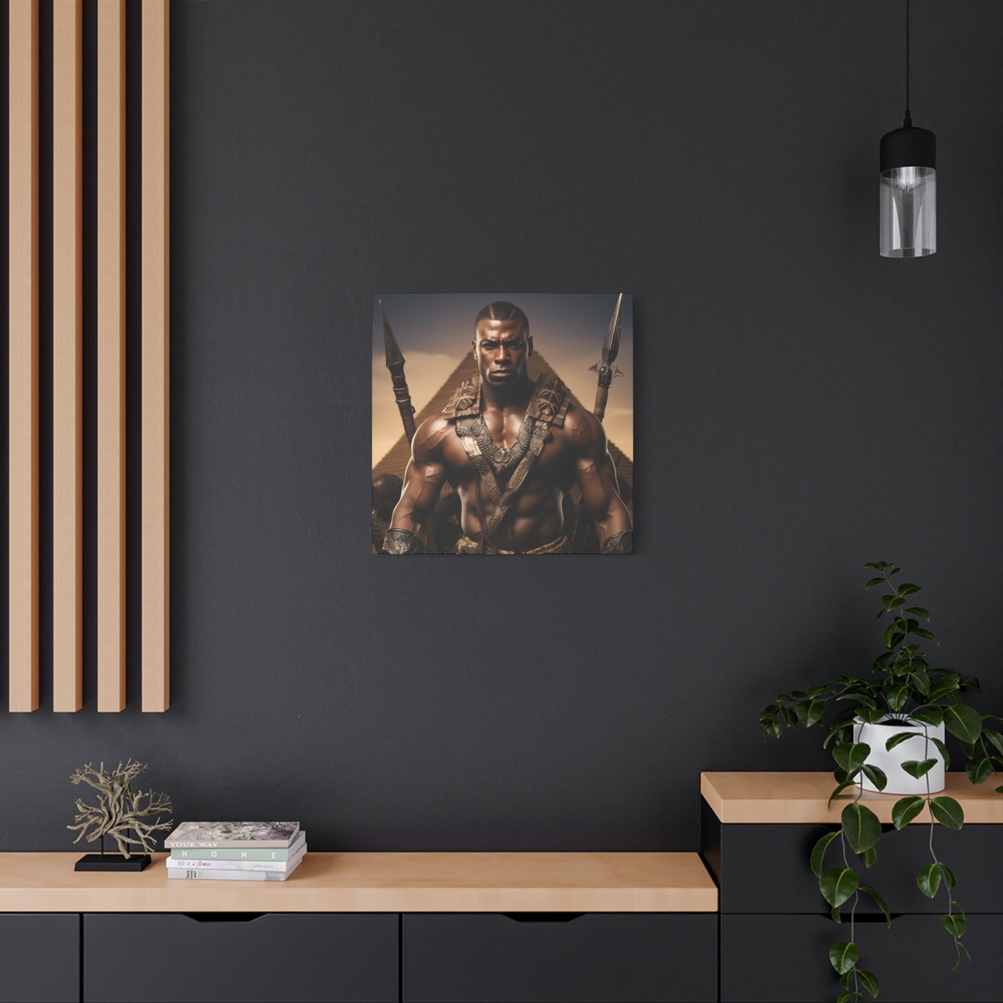 Tribal Strength & Pyramids Heroic Wall Art Canvas - Inspirational Decor for Home, Office, Gift for Art Lovers, Black History Month, Masculine Home Decor