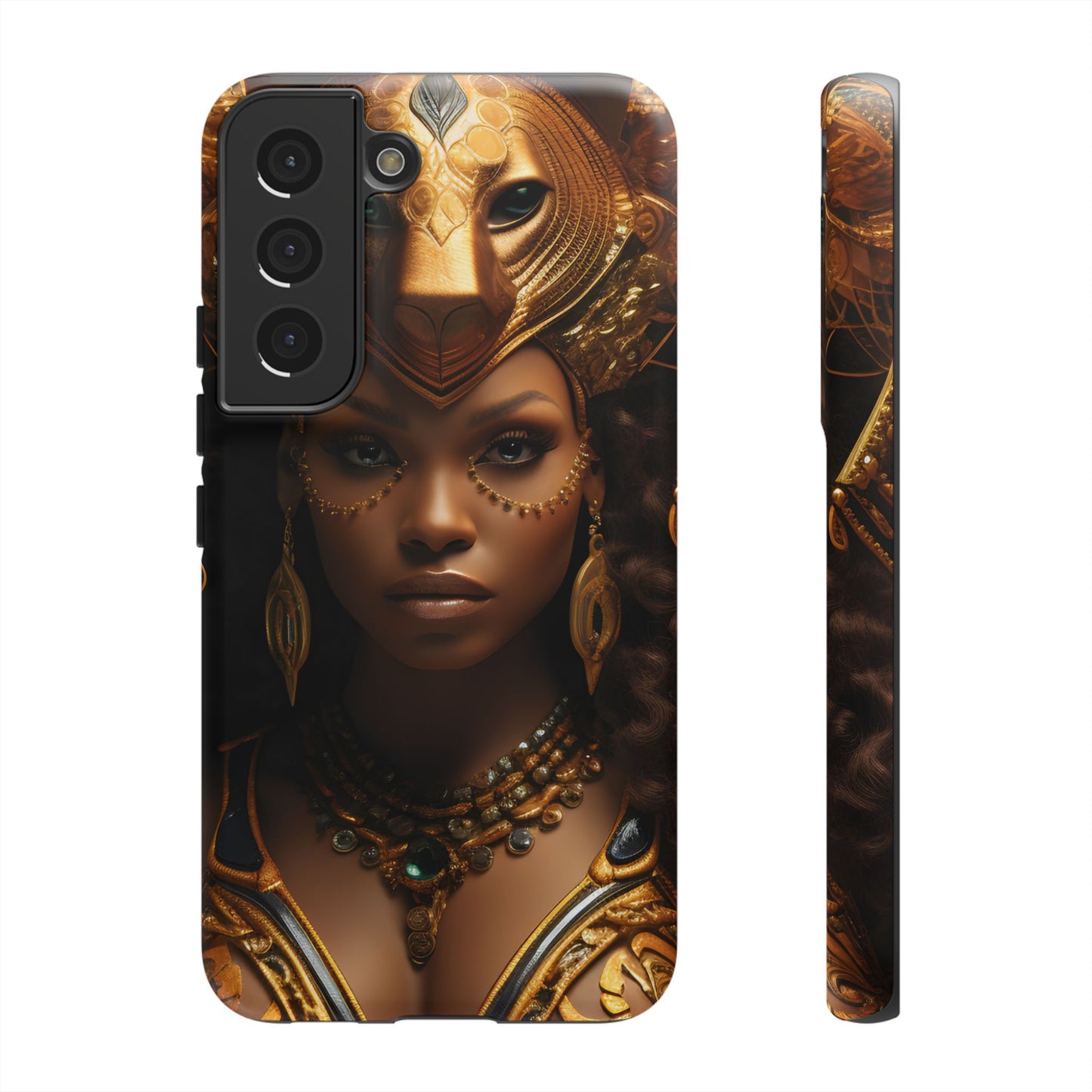 African Beauty in Golden Ceremonial Outfit Phone Case – Elegant Cultural Art Design, Stylish Protective Cover