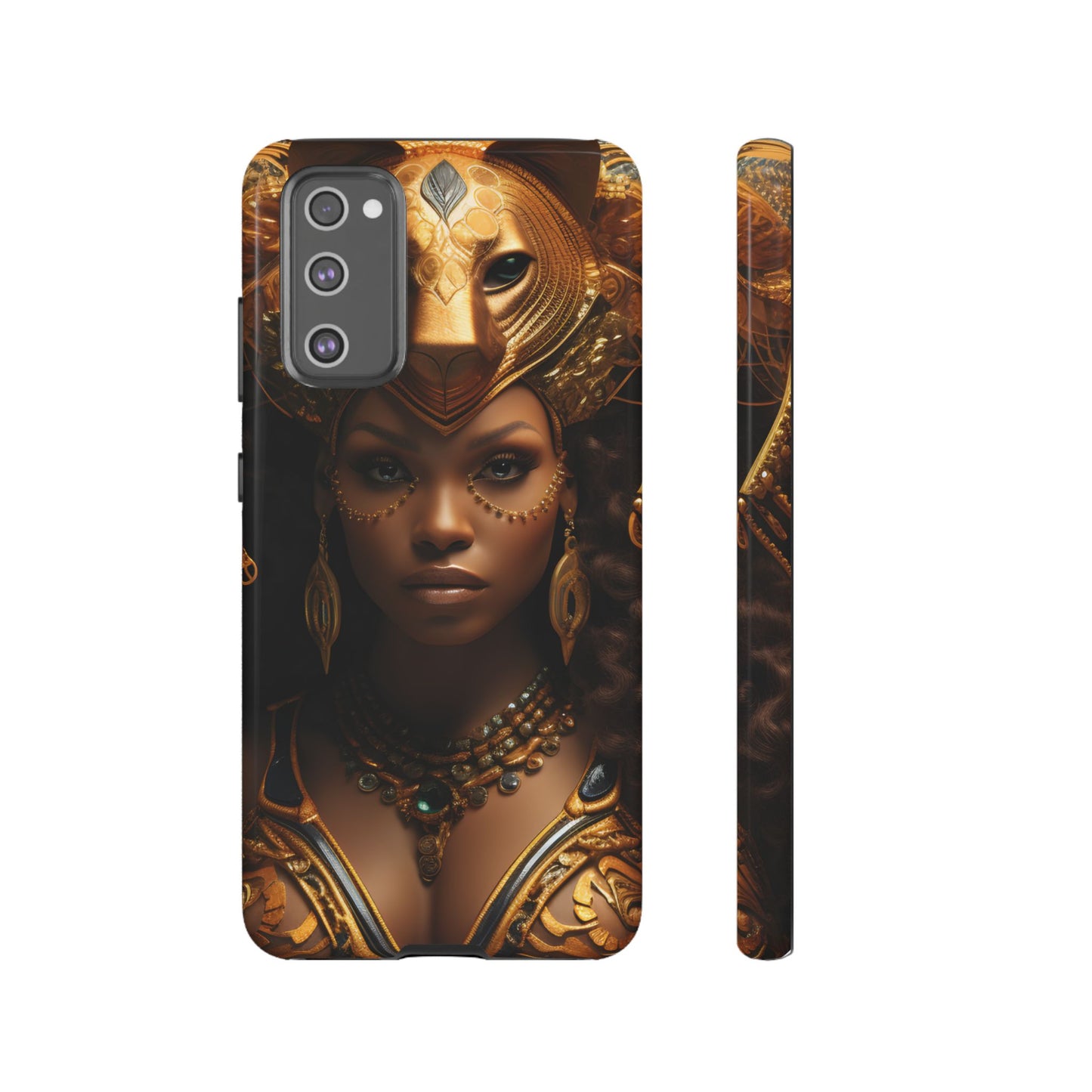 African Beauty in Golden Ceremonial Outfit Phone Case – Elegant Cultural Art Design, Stylish Protective Cover