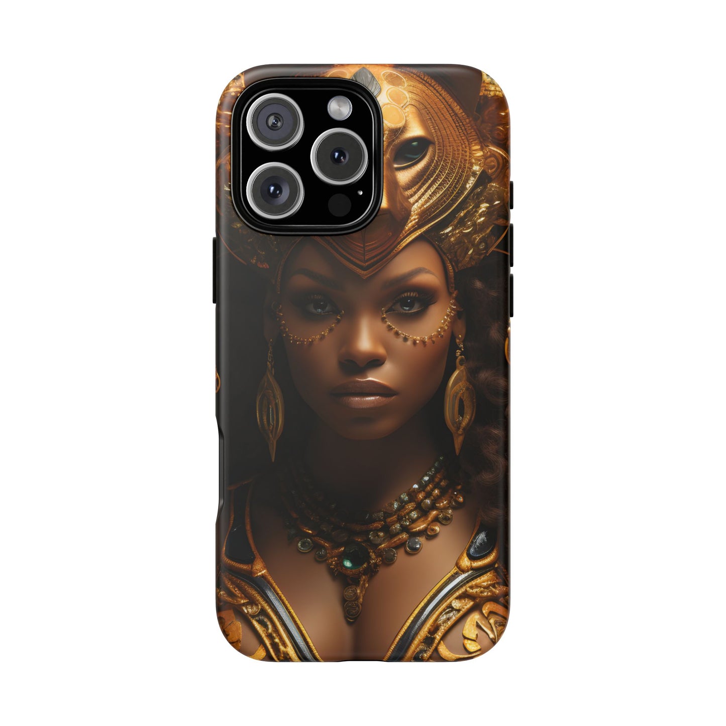 African Beauty in Golden Ceremonial Outfit Phone Case – Elegant Cultural Art Design, Stylish Protective Cover