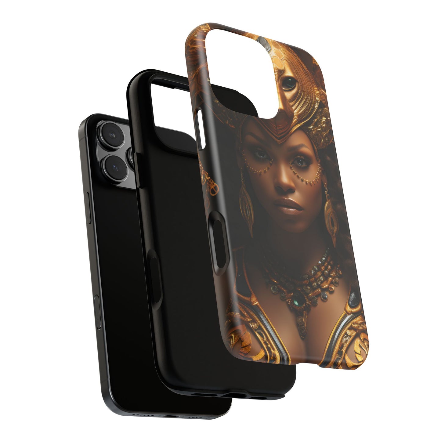 African Beauty in Golden Ceremonial Outfit Phone Case – Elegant Cultural Art Design, Stylish Protective Cover