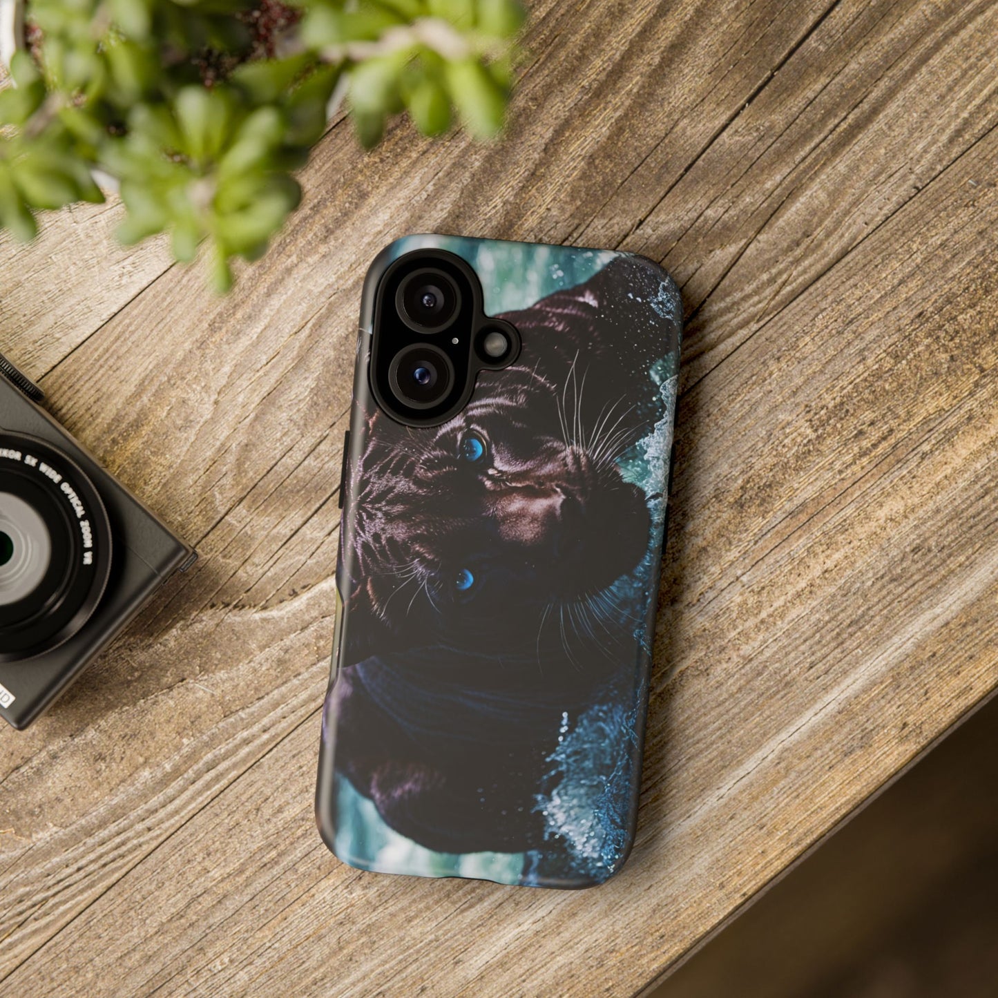 Black Jaguar Phone Case – Majestic Wildlife Design with Water Reflection, Durable Protective Cover