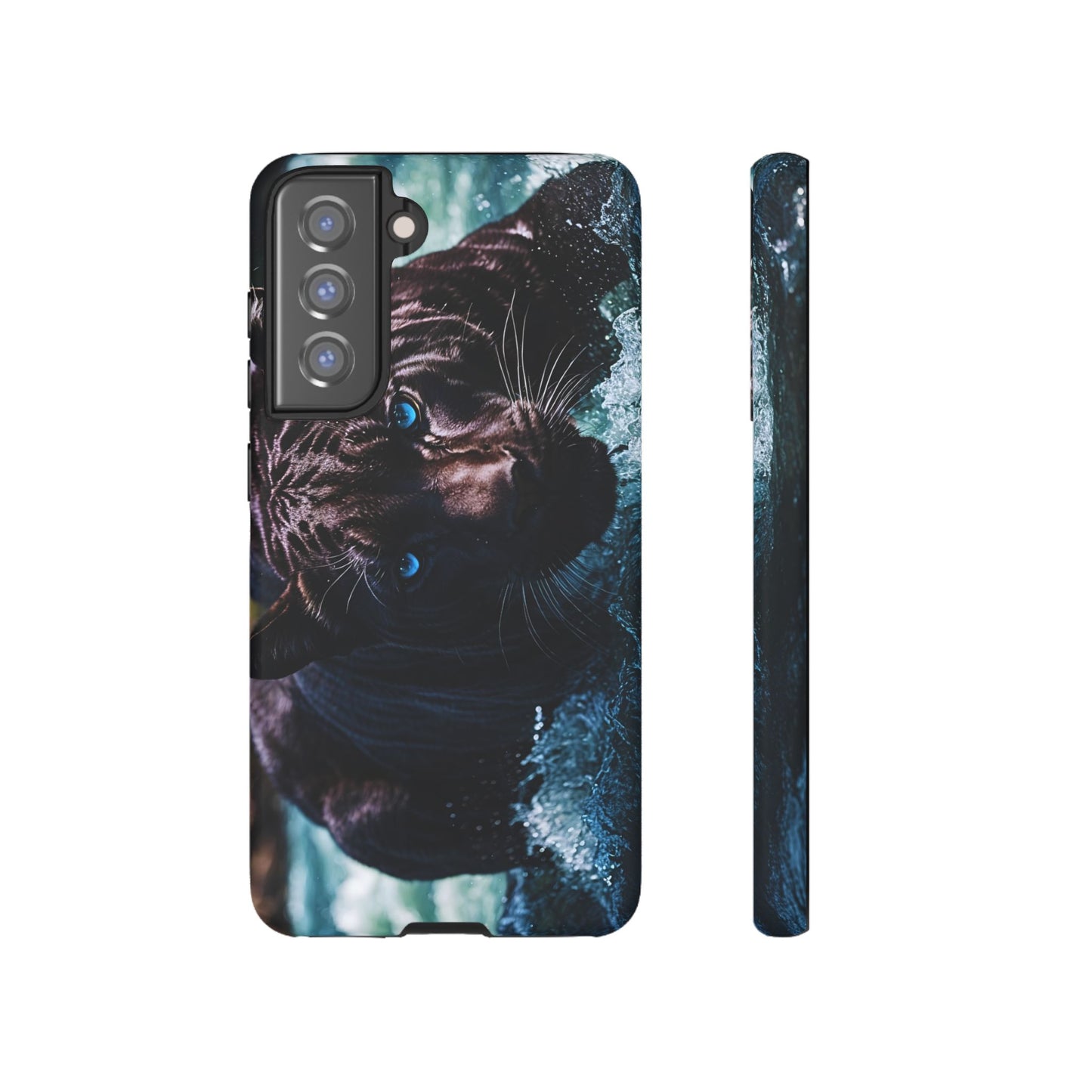 Black Jaguar Phone Case – Majestic Wildlife Design with Water Reflection, Durable Protective Cover