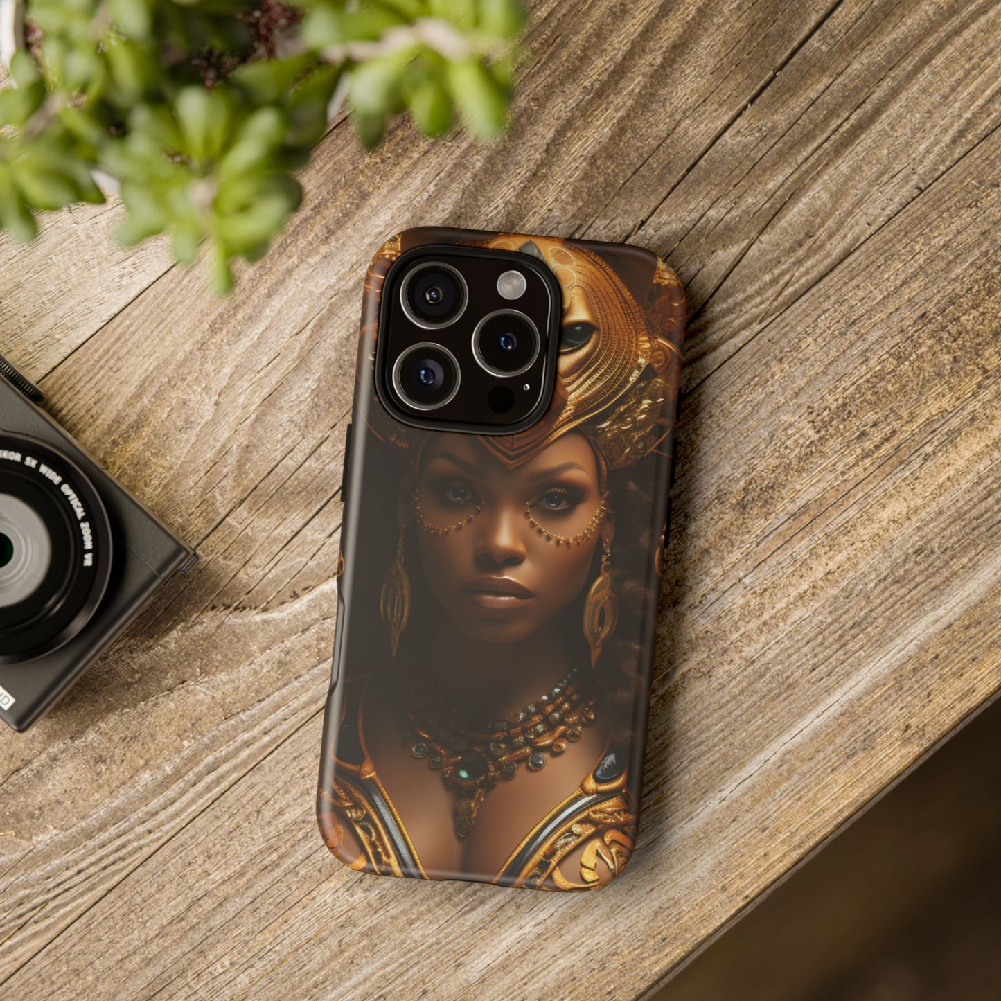 African Beauty in Golden Ceremonial Outfit Phone Case – Elegant Cultural Art Design, Stylish Protective Cover