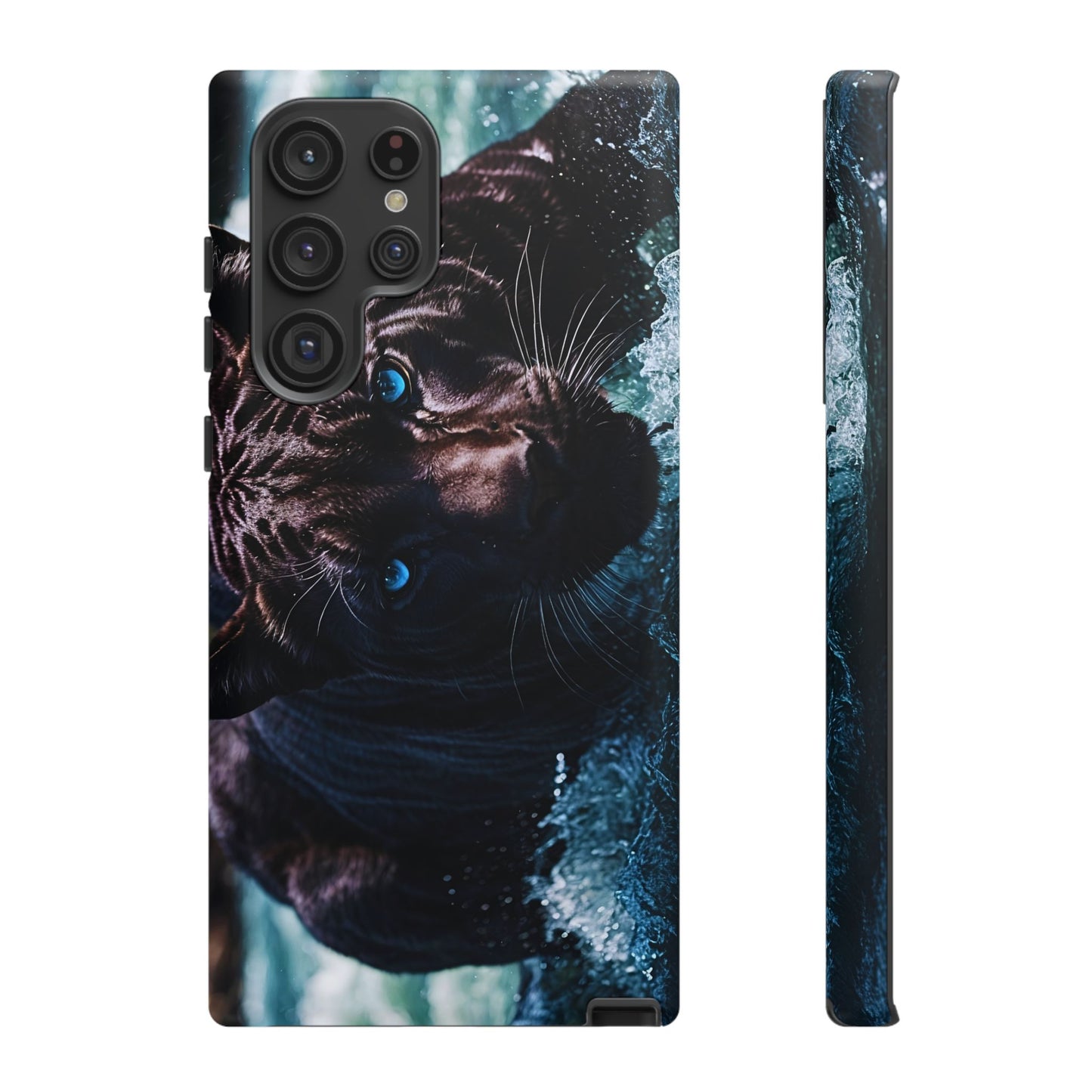 Black Jaguar Phone Case – Majestic Wildlife Design with Water Reflection, Durable Protective Cover