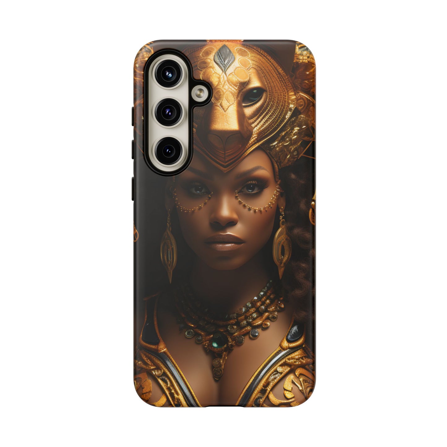 African Beauty in Golden Ceremonial Outfit Phone Case – Elegant Cultural Art Design, Stylish Protective Cover