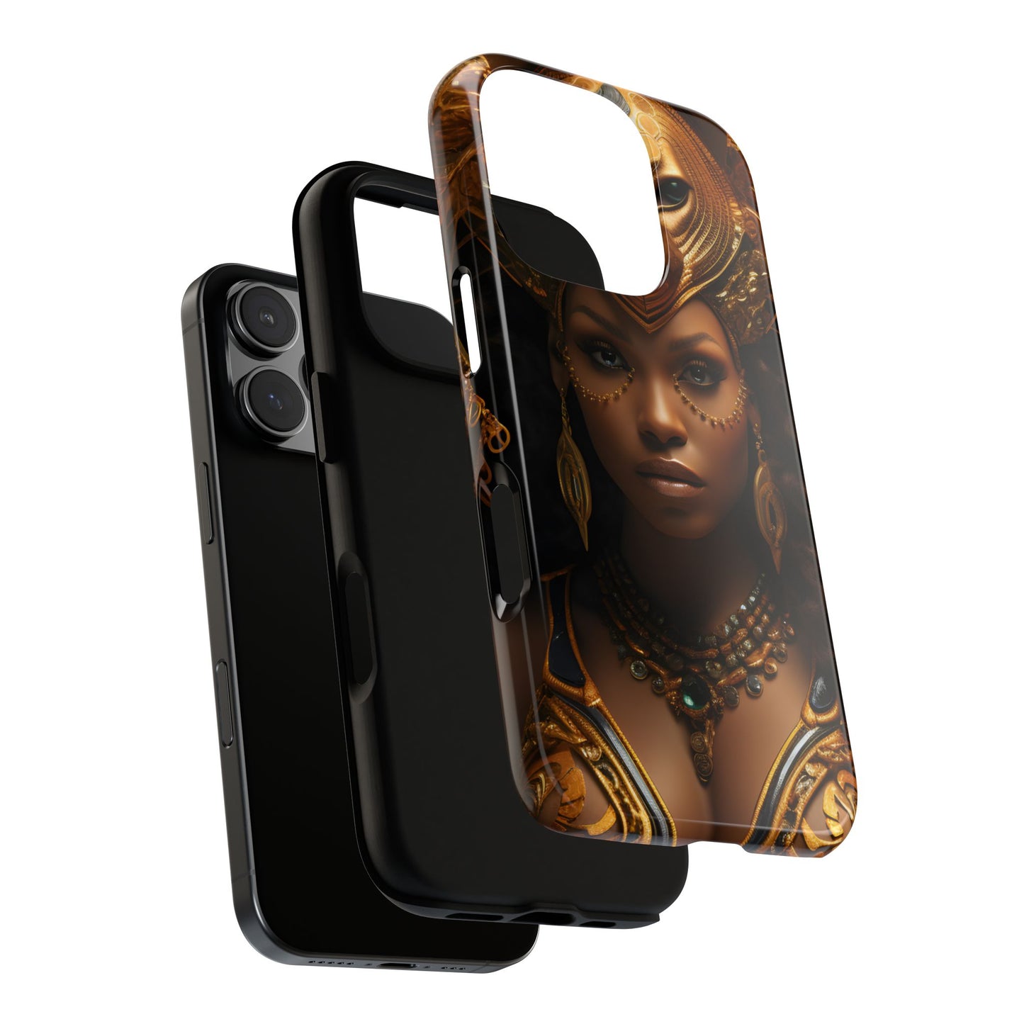 African Beauty in Golden Ceremonial Outfit Phone Case – Elegant Cultural Art Design, Stylish Protective Cover