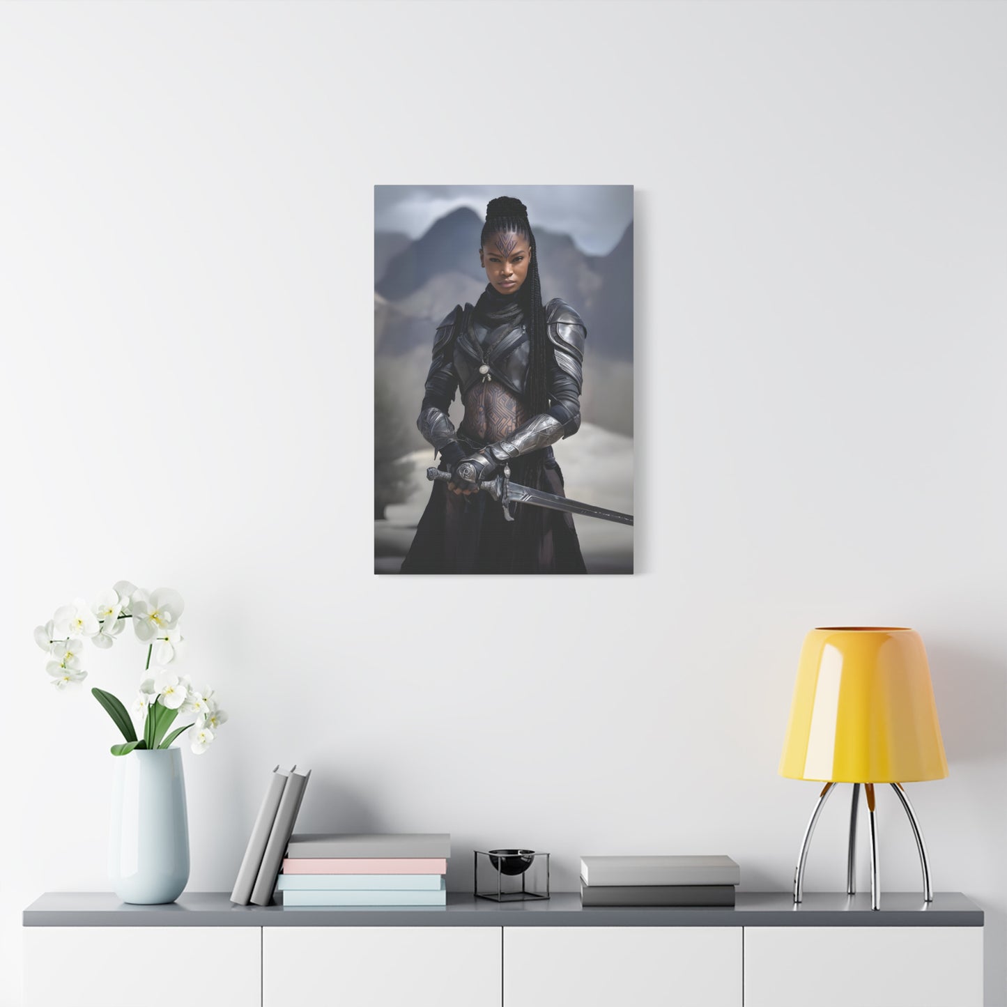 Epic Warrior Art Canvas Print, Fantasy Wall Decor, Unique Home Decor, Gift for Fans, Adventurous Art Piece, Heroic Themed Art