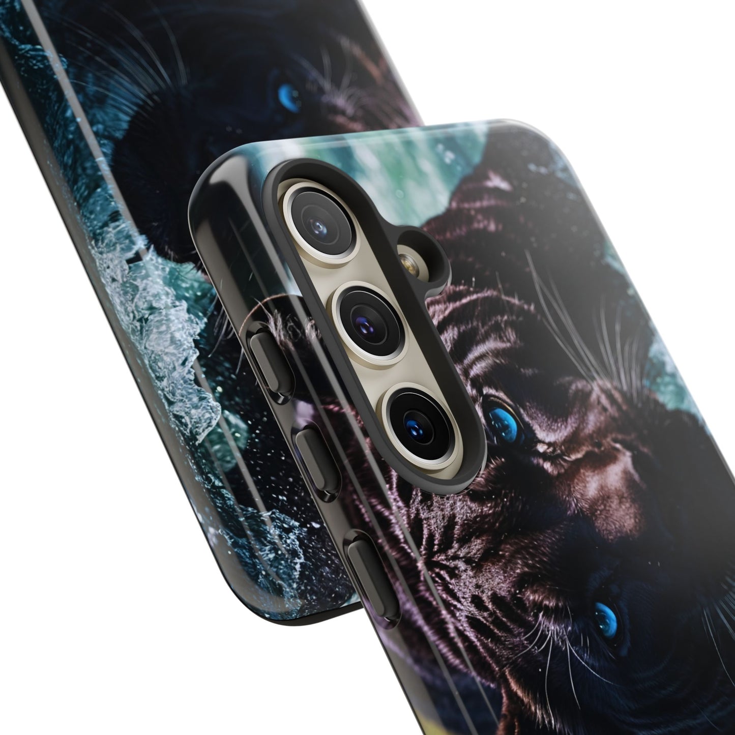 Black Jaguar Phone Case – Majestic Wildlife Design with Water Reflection, Durable Protective Cover