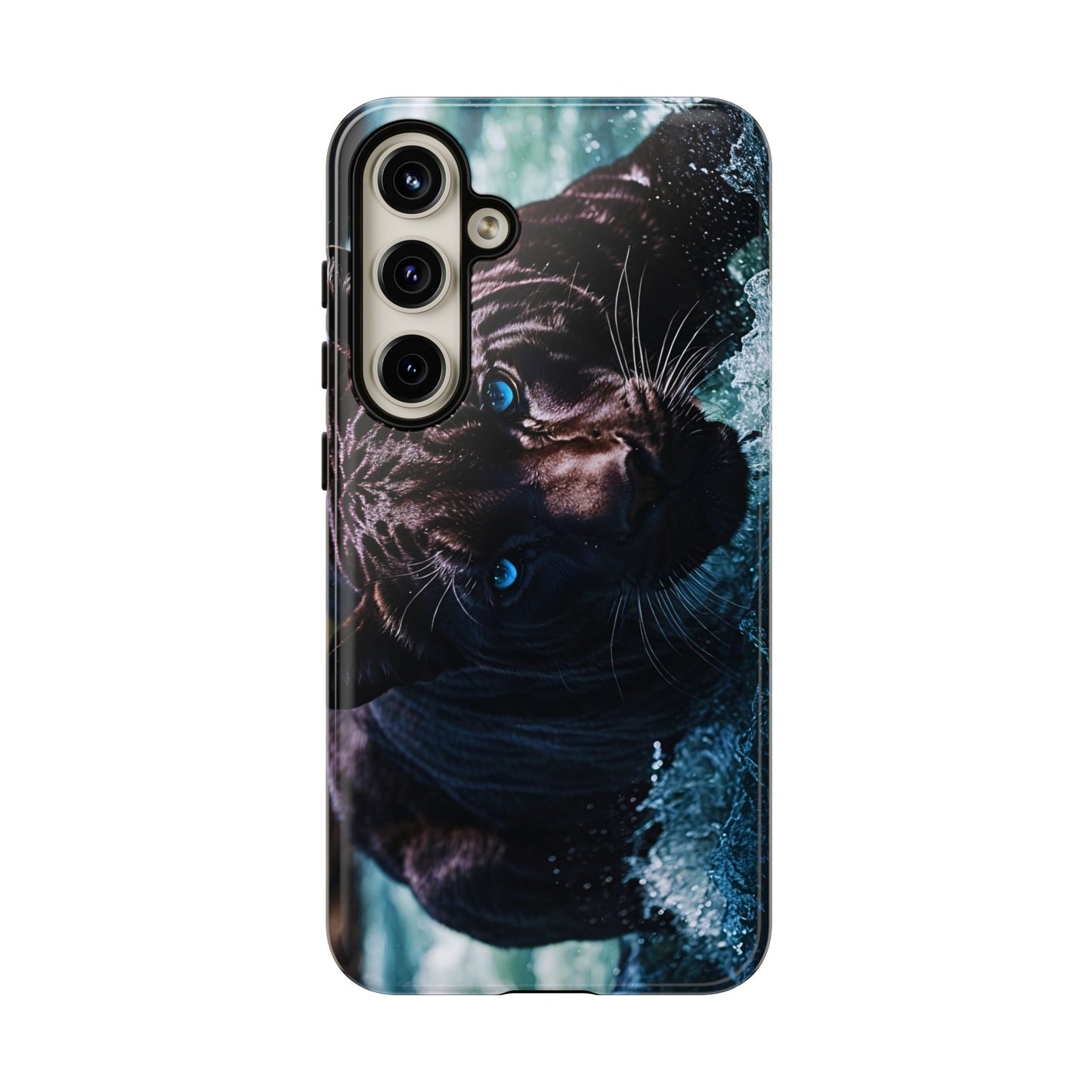 Black Jaguar Phone Case – Majestic Wildlife Design with Water Reflection, Durable Protective Cover