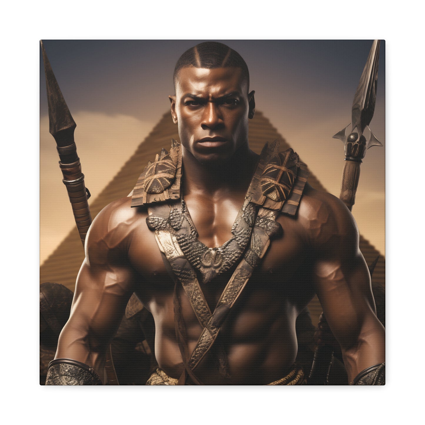 Tribal Strength & Pyramids Heroic Wall Art Canvas - Inspirational Decor for Home, Office, Gift for Art Lovers, Black History Month, Masculine Home Decor