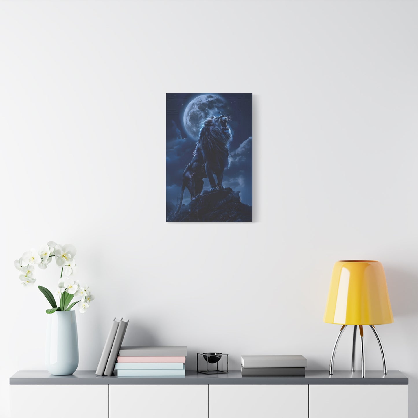 Majestic Lion Canvas Art Print, Home Decor, Wall Art, Animal Lover Gift, Moonlit Landscape, Office Wall Decoration, Afro Art