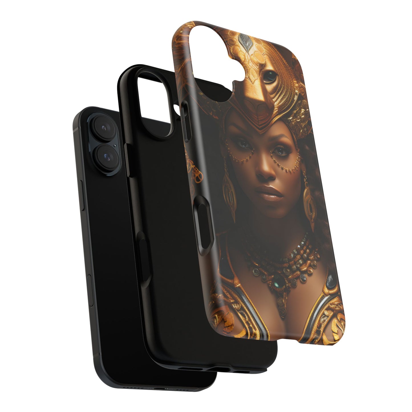 African Beauty in Golden Ceremonial Outfit Phone Case – Elegant Cultural Art Design, Stylish Protective Cover