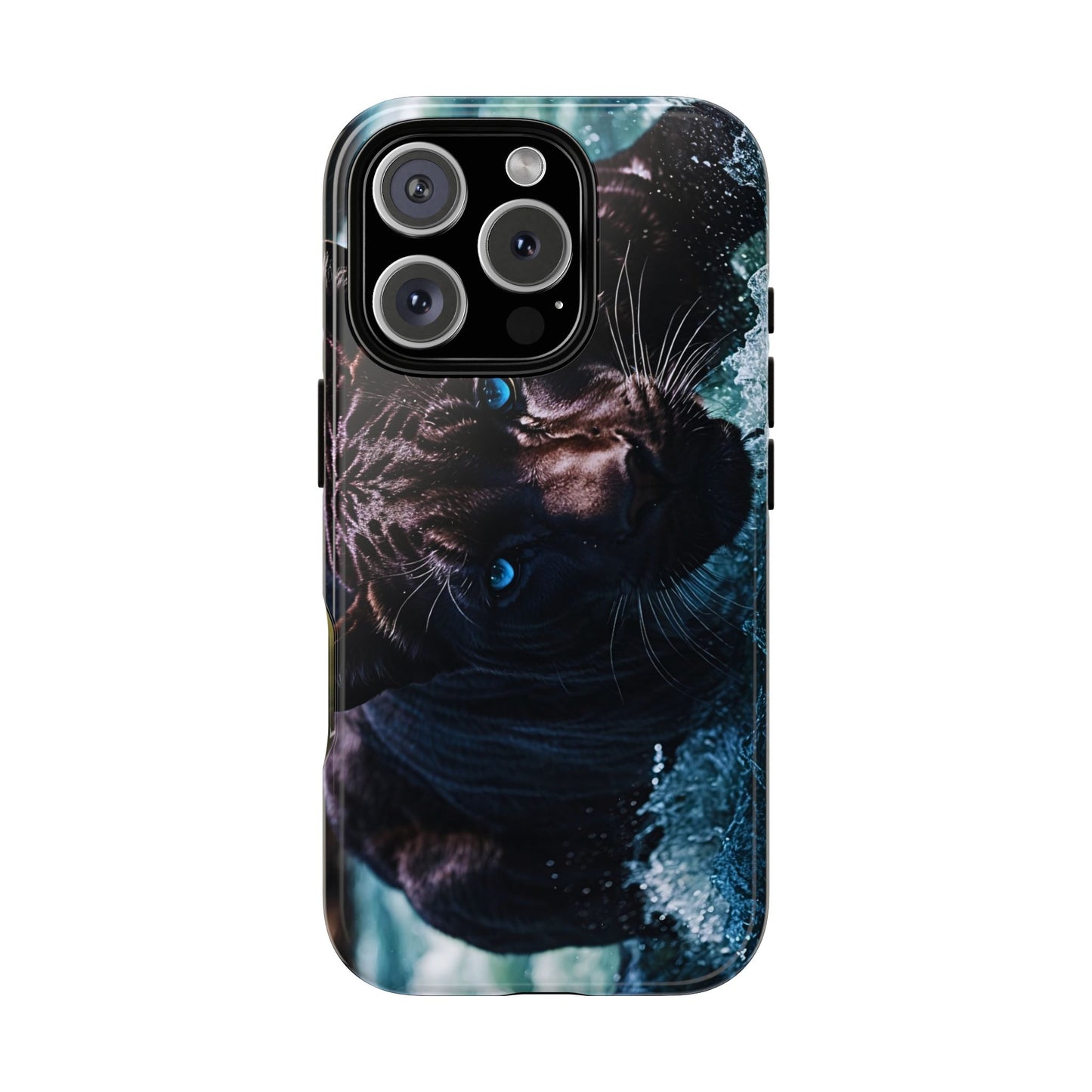 Black Jaguar Phone Case – Majestic Wildlife Design with Water Reflection, Durable Protective Cover