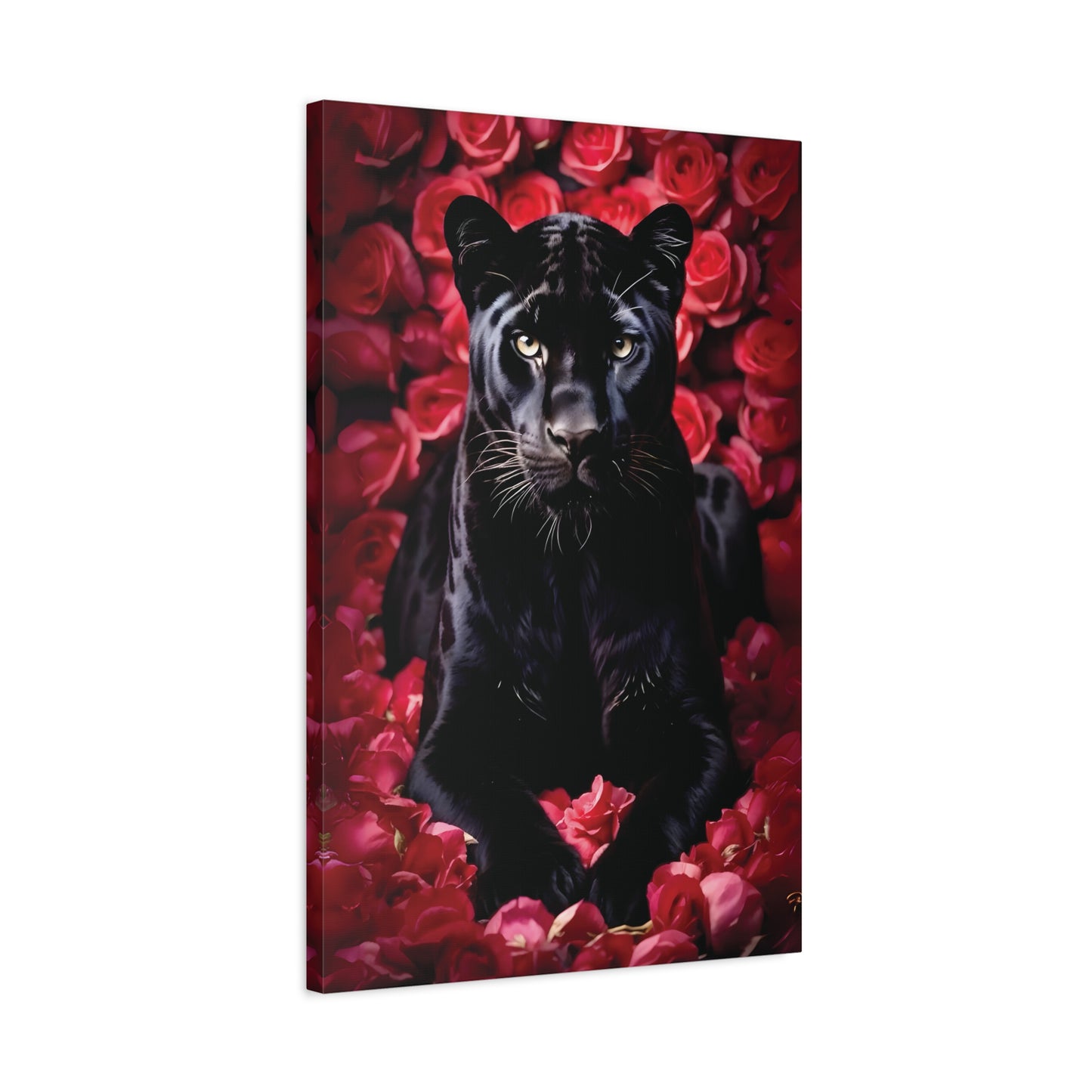 Black Panther Rose Art Canvas, Wall Decor for Animal Lovers, Unique Home Decor, Gift for Her, Nature Lover Wall Art, Floral Canvas Print
