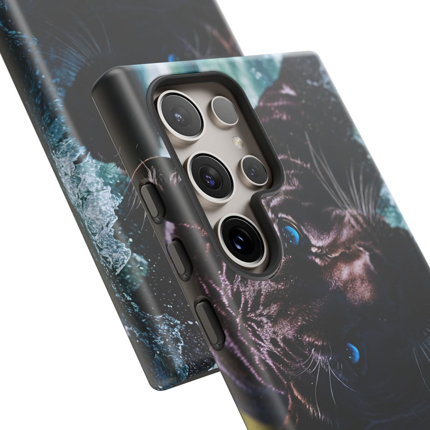 Black Jaguar Phone Case – Majestic Wildlife Design with Water Reflection, Durable Protective Cover