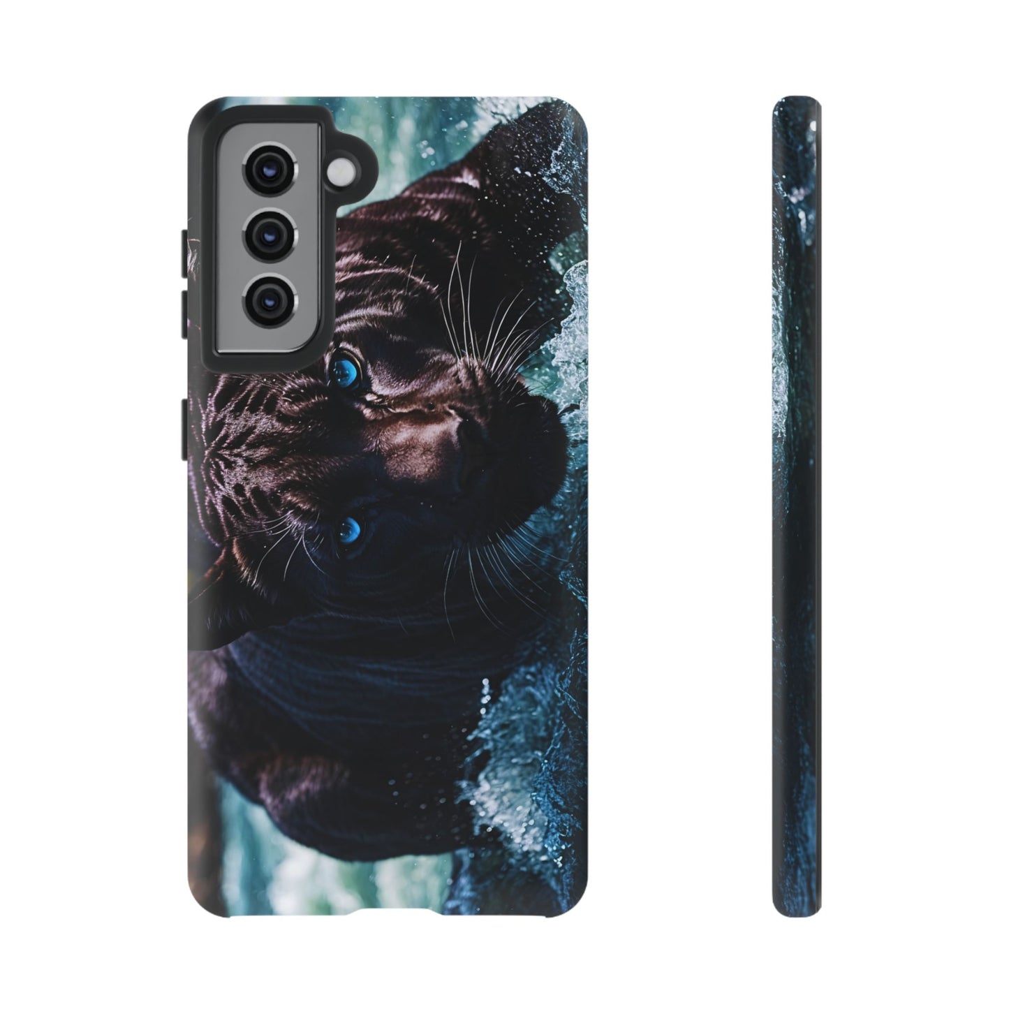 Black Jaguar Phone Case – Majestic Wildlife Design with Water Reflection, Durable Protective Cover