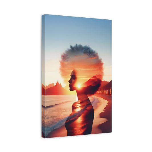 Afro Sunset Silhouette Canvas Art, Wall Decor, Home Aesthetic, Gift for Art Lovers, Bohemian Art, Inspirational Wall Hanging