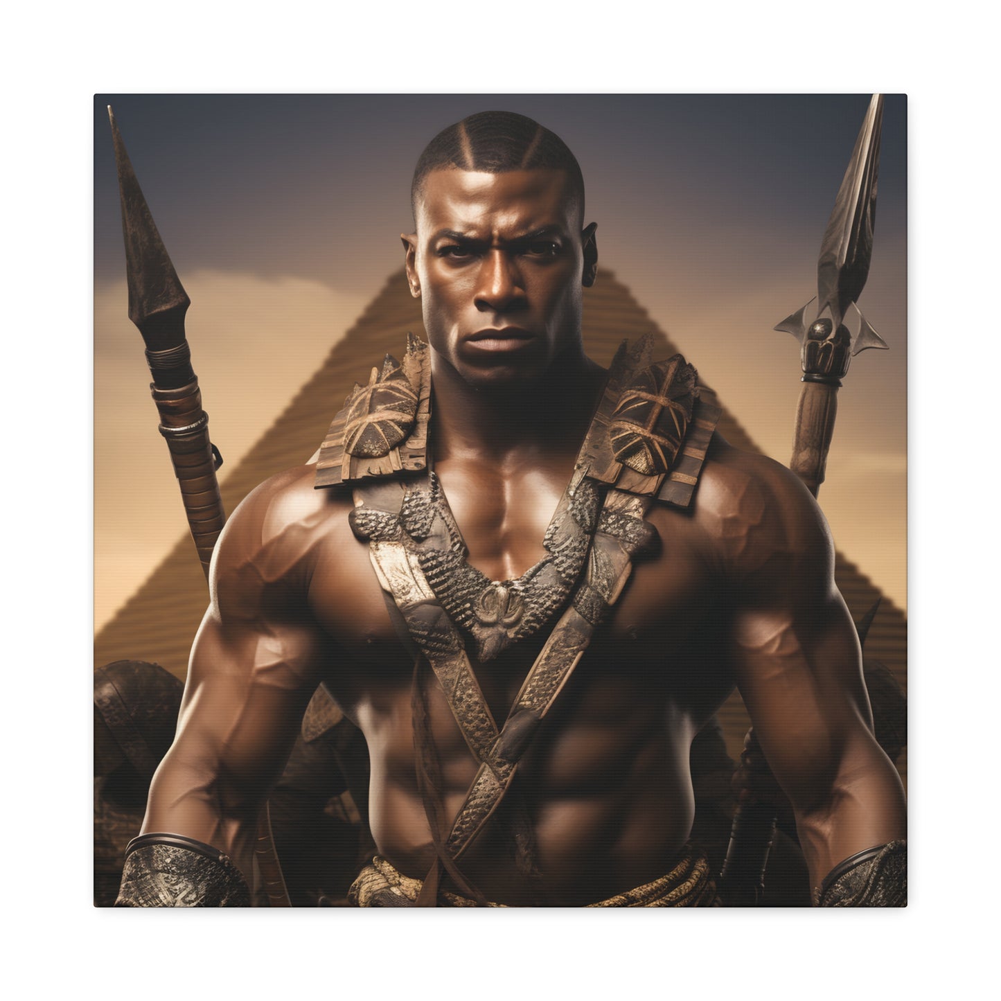 Tribal Strength & Pyramids Heroic Wall Art Canvas - Inspirational Decor for Home, Office, Gift for Art Lovers, Black History Month, Masculine Home Decor