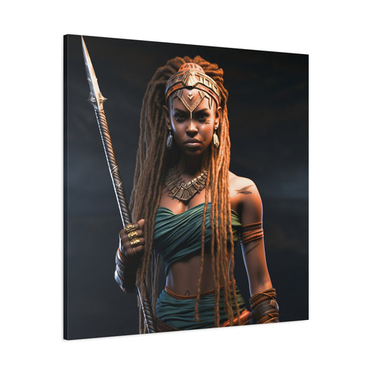 Warrior Queen Stretched Canvas Wall Art Print, Warrior Decor, Wall Art, Home Decor, Unique Gift, African Goddess