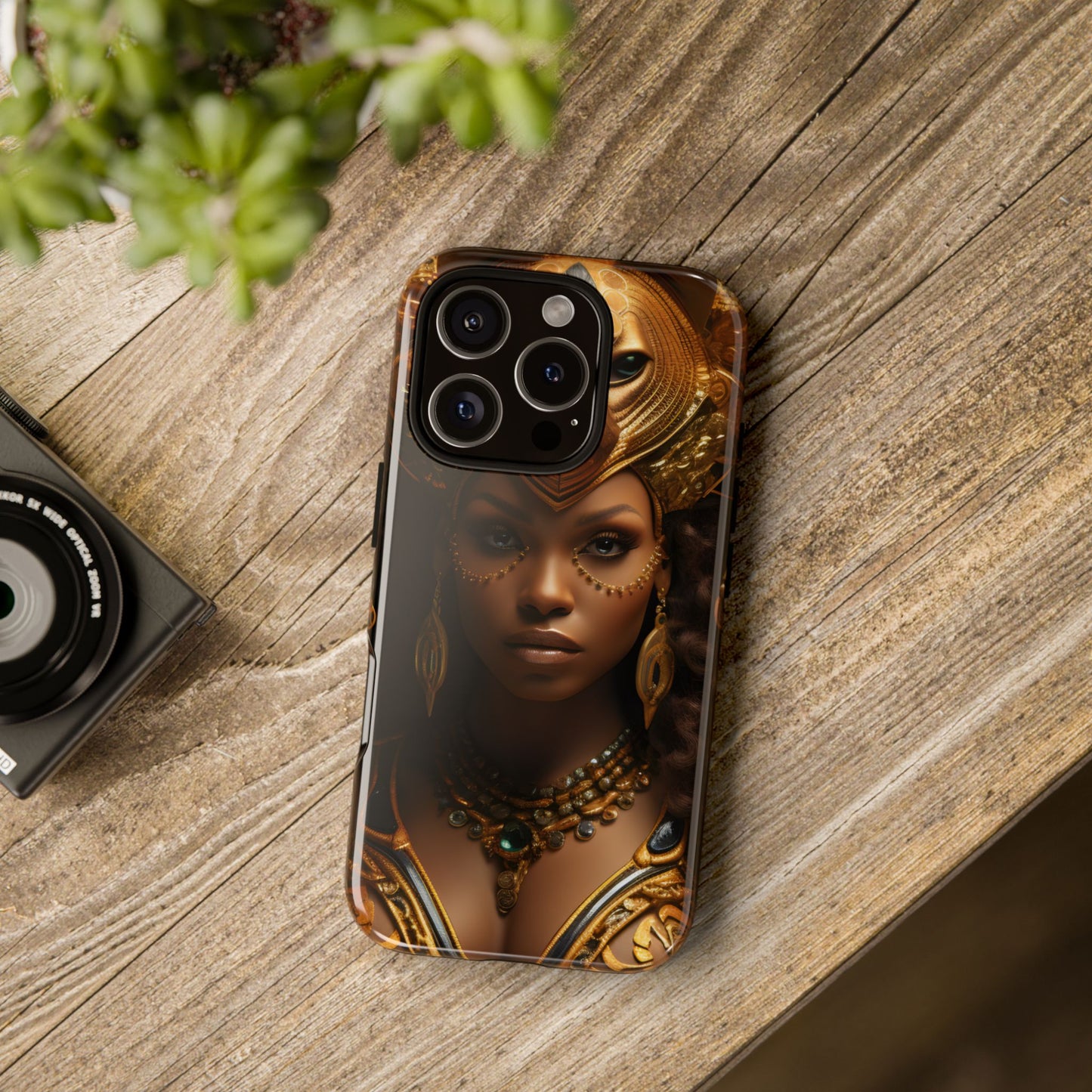 African Beauty in Golden Ceremonial Outfit Phone Case – Elegant Cultural Art Design, Stylish Protective Cover