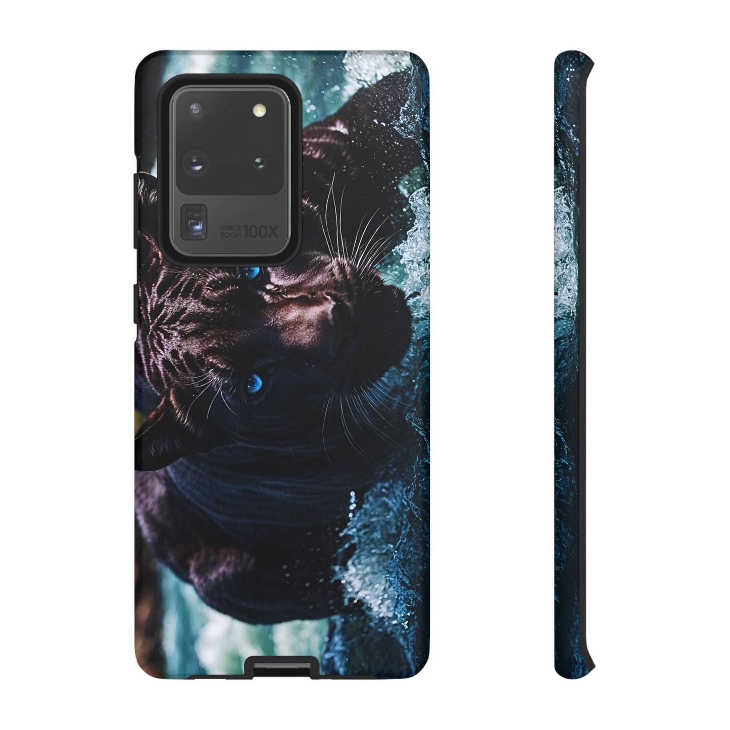 Black Jaguar Phone Case – Majestic Wildlife Design with Water Reflection, Durable Protective Cover