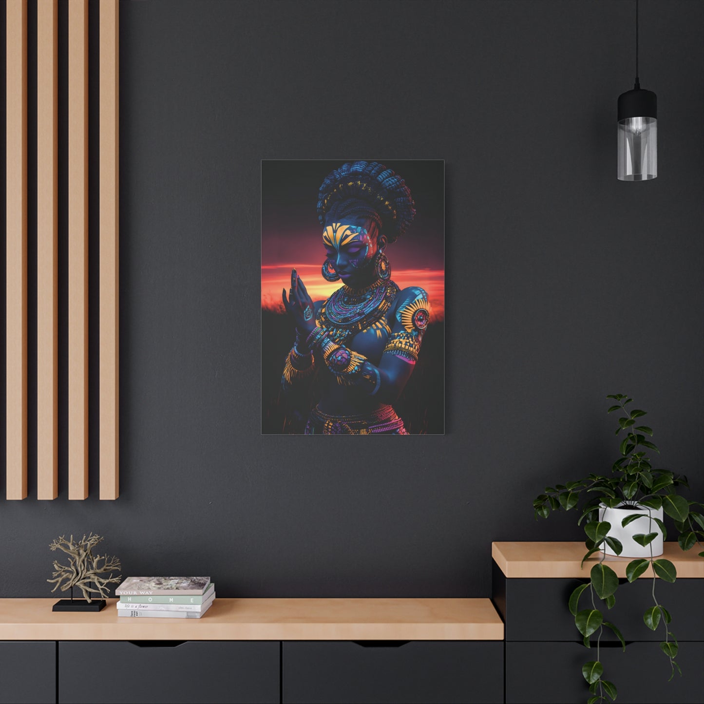 AfricanTribal Woman Canvas Wall Art, Boho Decor, Afrocentric Home Gift, Eclectic Art Piece, Unique Wall Decor, Gallery Wall Accent