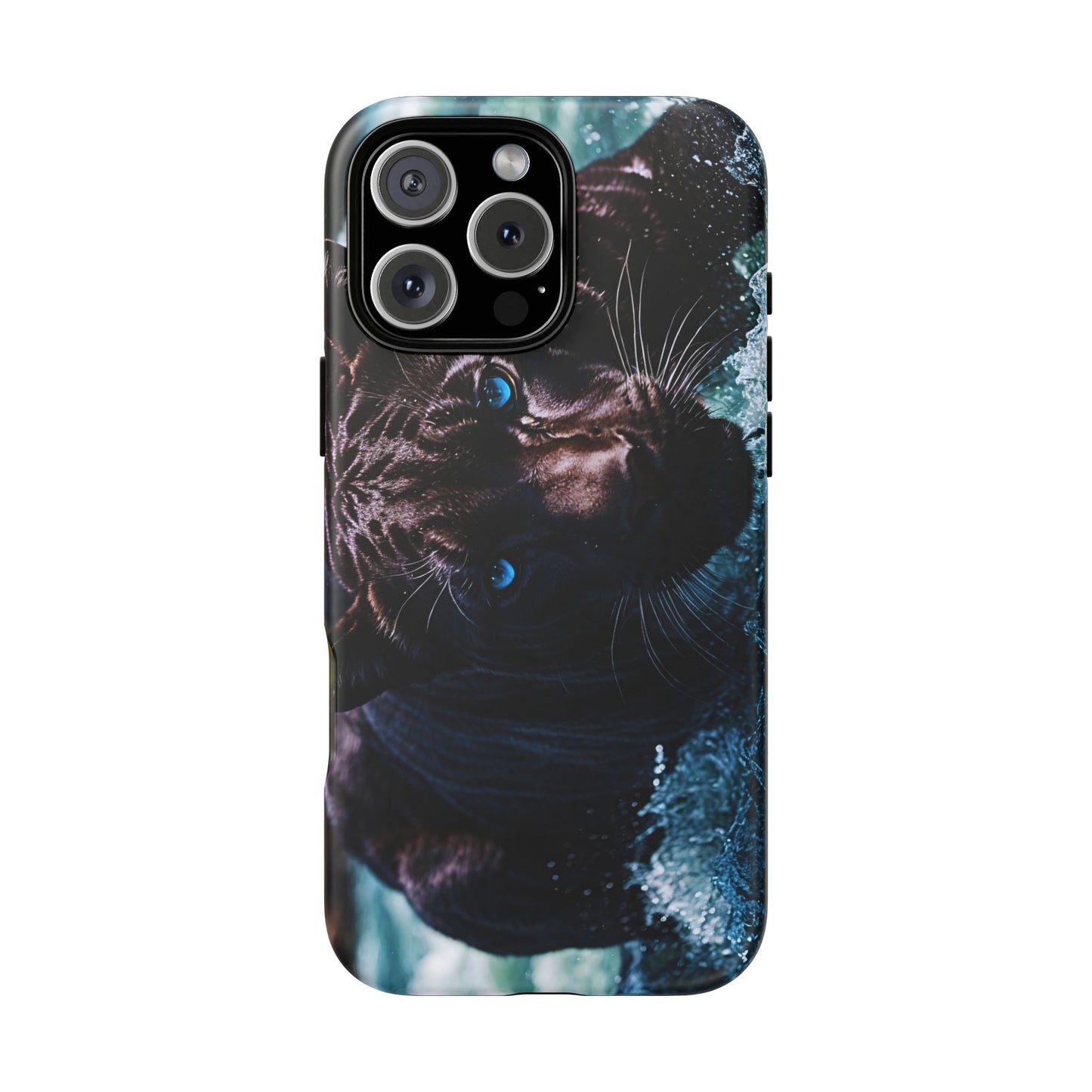 Black Jaguar Phone Case – Majestic Wildlife Design with Water Reflection, Durable Protective Cover