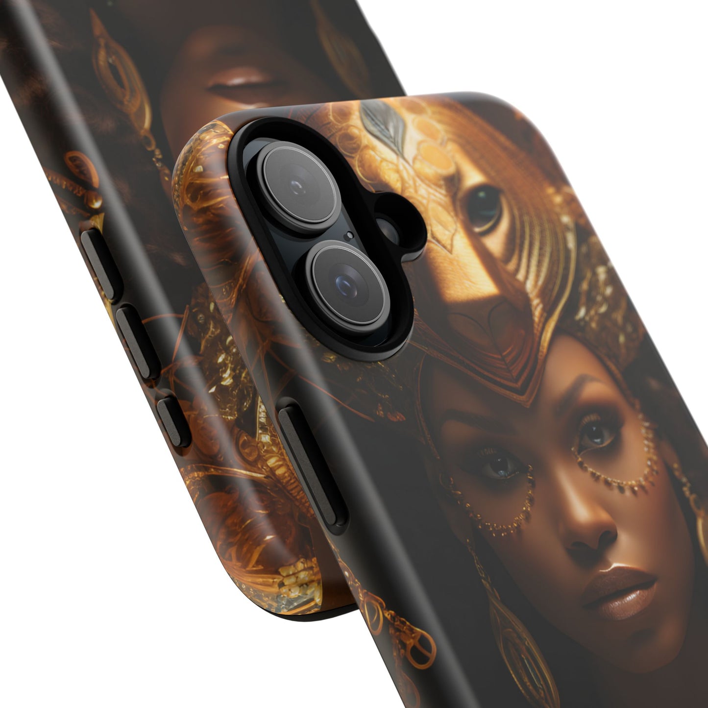 African Beauty in Golden Ceremonial Outfit Phone Case – Elegant Cultural Art Design, Stylish Protective Cover