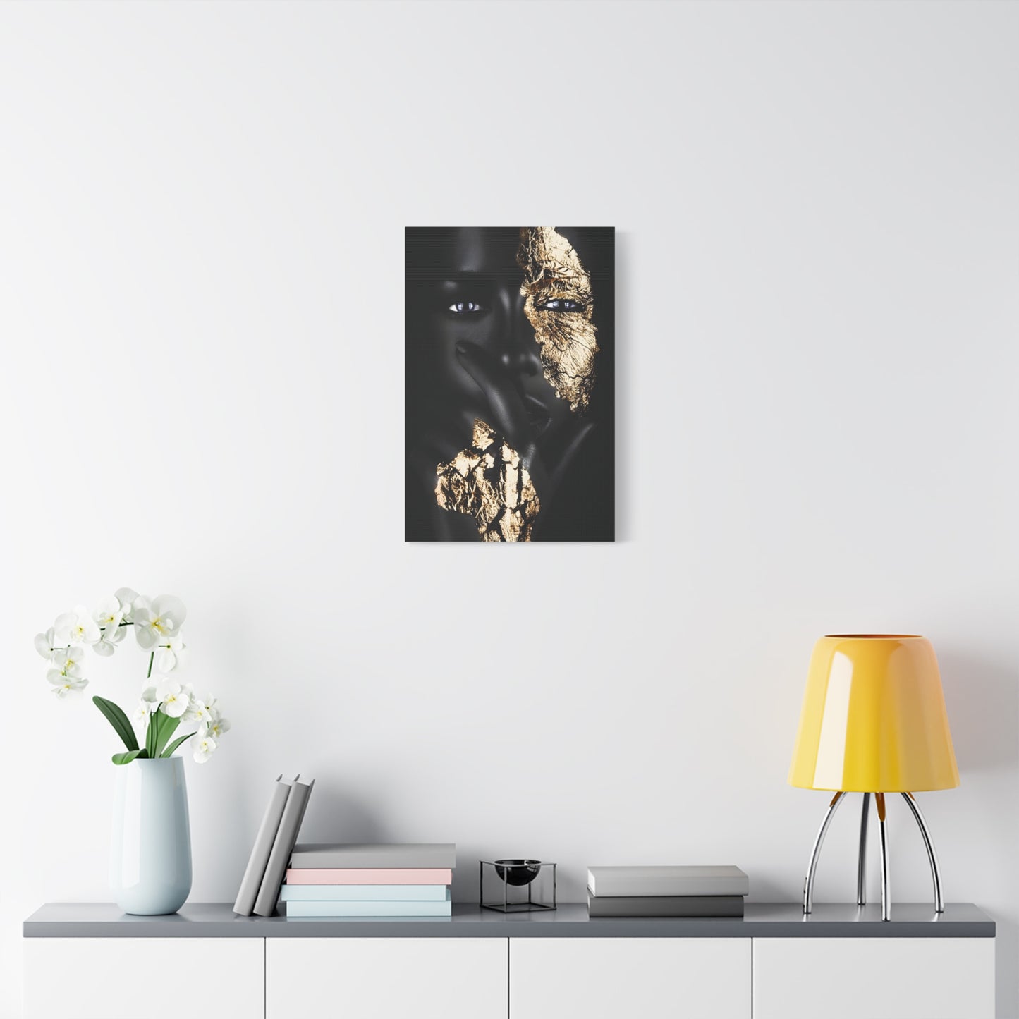 Elegant Afro Black & Gold Art Canvas Print, Wall Decor, Art for Living Room, Modern Home Aesthetic, Gift for Art Lovers, Unique Canvas Artwork