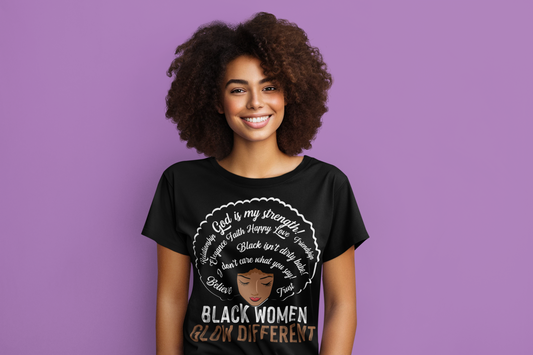 Black Women Glow Different Unisex Softstyle T-Shirt